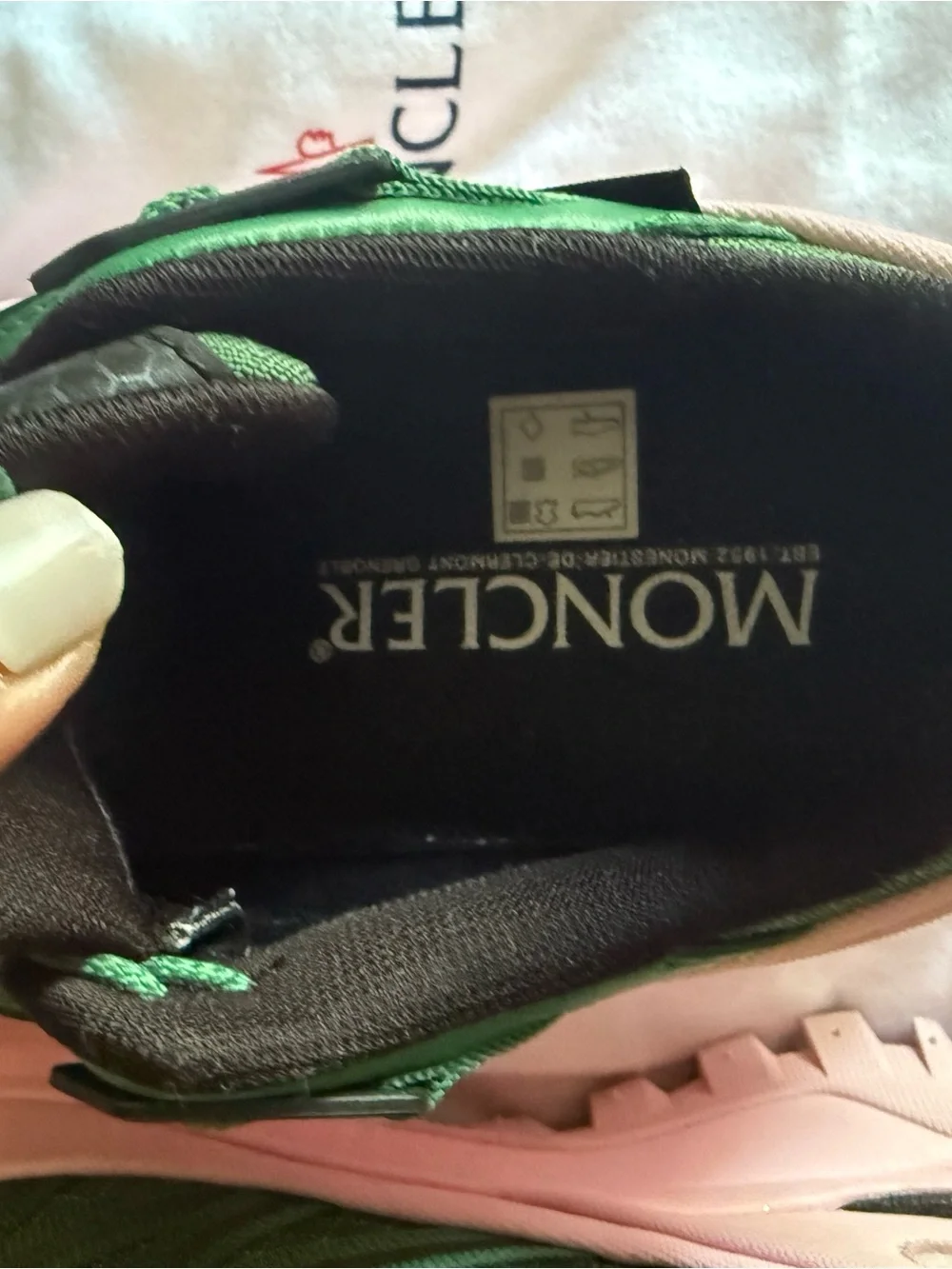Moncler Green and Pink Trail Sneakers with Black Interior - Picture 4 of 7